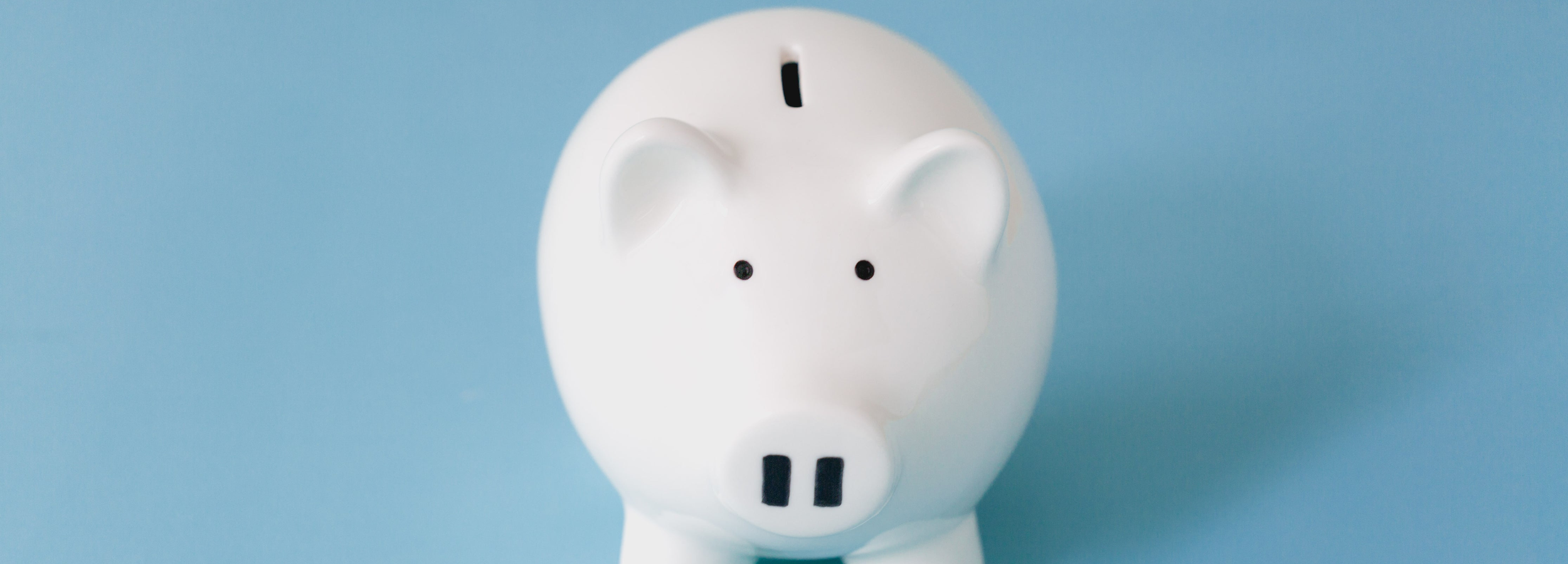 White piggy bank on a light blue background