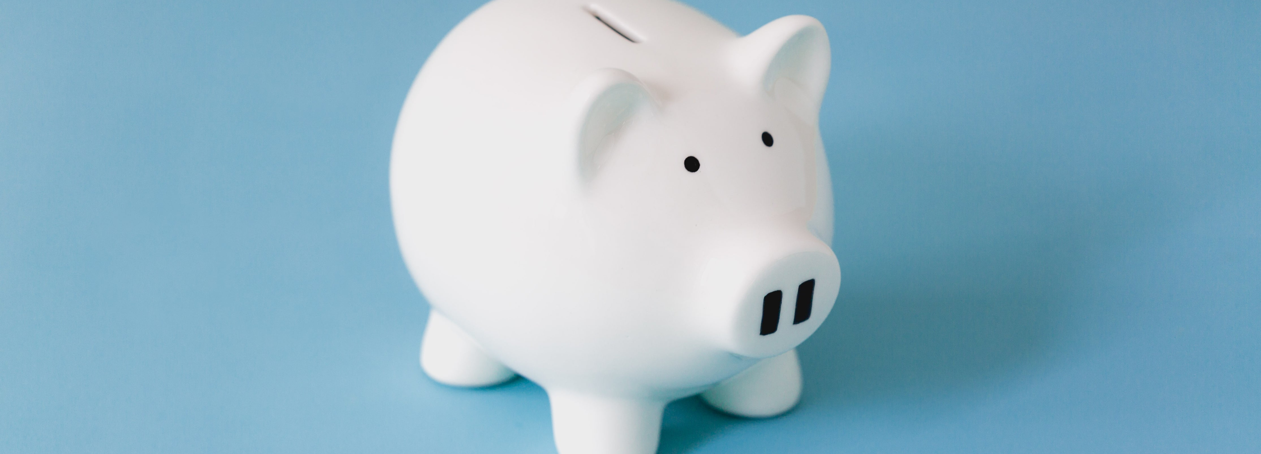White piggy bank on a light blue background